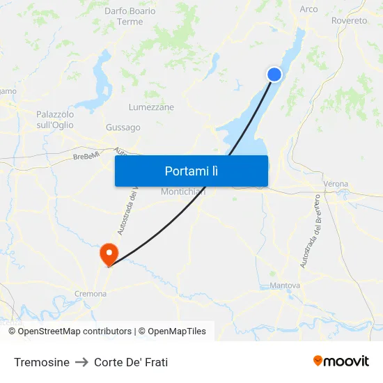 Tremosine to Corte De' Frati map