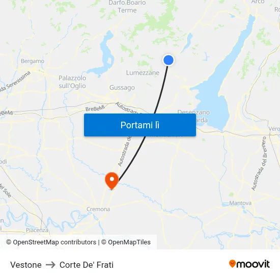 Vestone to Corte De' Frati map