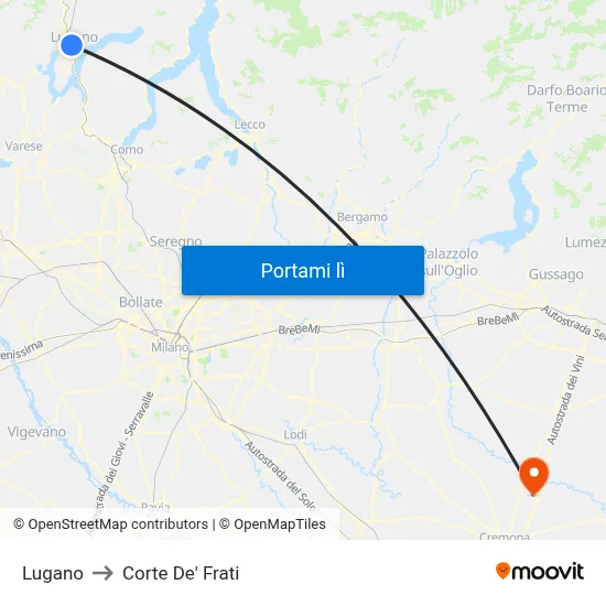 Lugano to Corte De' Frati map