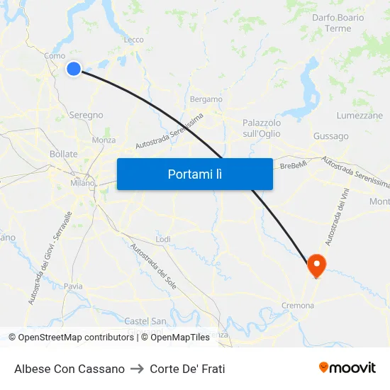 Albese Con Cassano to Corte De' Frati map