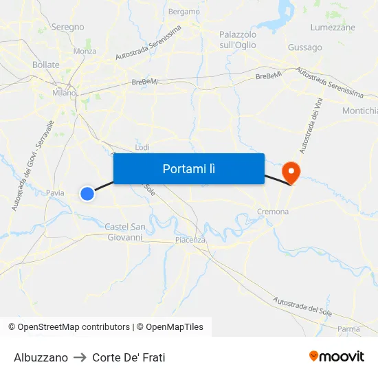 Albuzzano to Corte De' Frati map