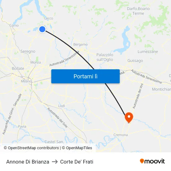 Annone Di Brianza to Corte De' Frati map