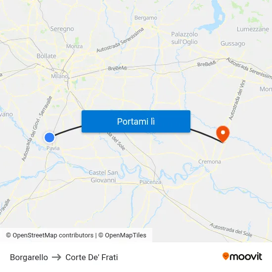 Borgarello to Corte De' Frati map