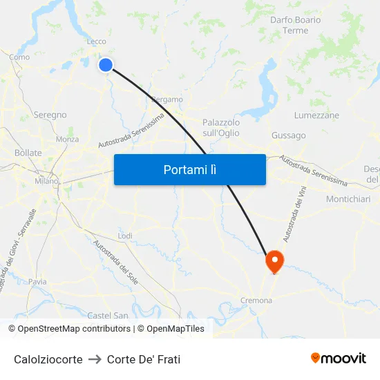 Calolziocorte to Corte De' Frati map