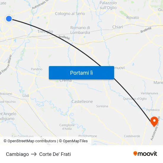 Cambiago to Corte De' Frati map