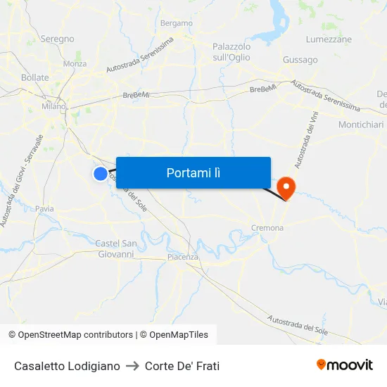 Casaletto Lodigiano to Corte De' Frati map