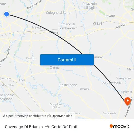 Cavenago Di Brianza to Corte De' Frati map