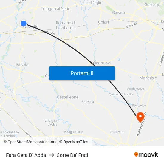 Fara Gera D' Adda to Corte De' Frati map