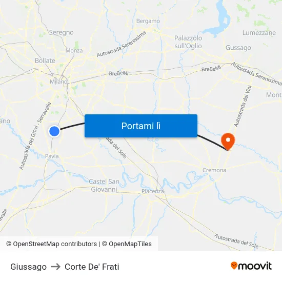 Giussago to Corte De' Frati map