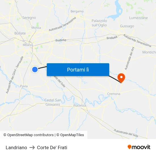 Landriano to Corte De' Frati map
