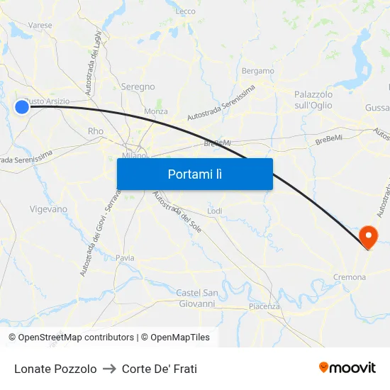 Lonate Pozzolo to Corte De' Frati map