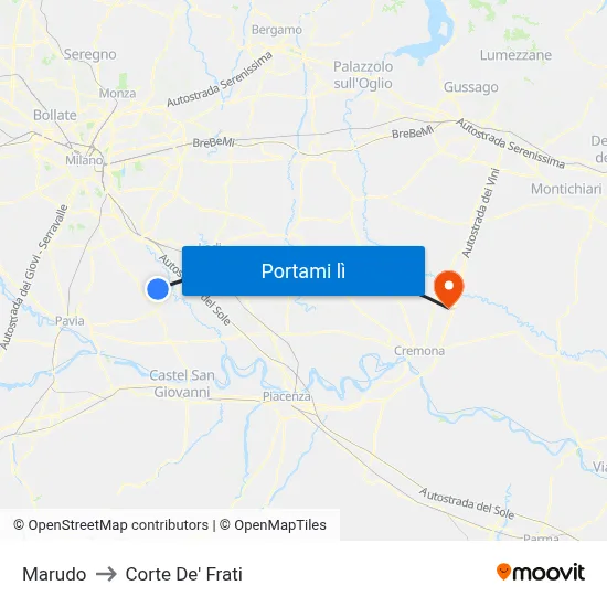 Marudo to Corte De' Frati map