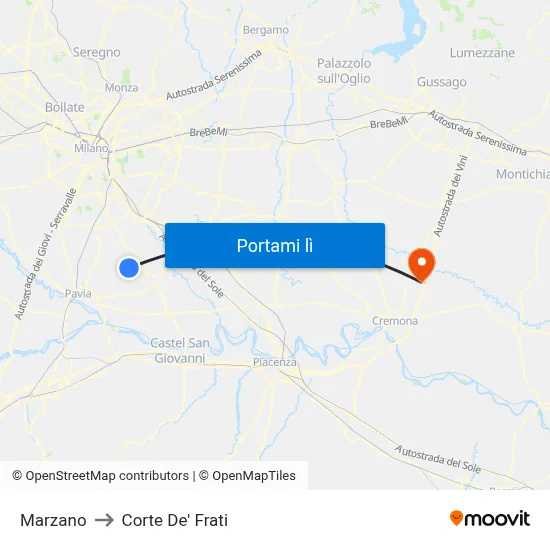 Marzano to Corte De' Frati map