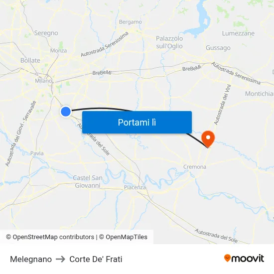 Melegnano to Corte De' Frati map