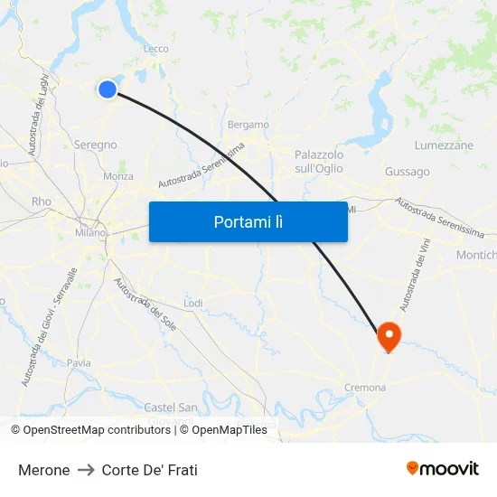 Merone to Corte De' Frati map