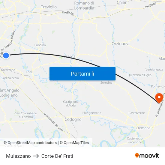 Mulazzano to Corte De' Frati map