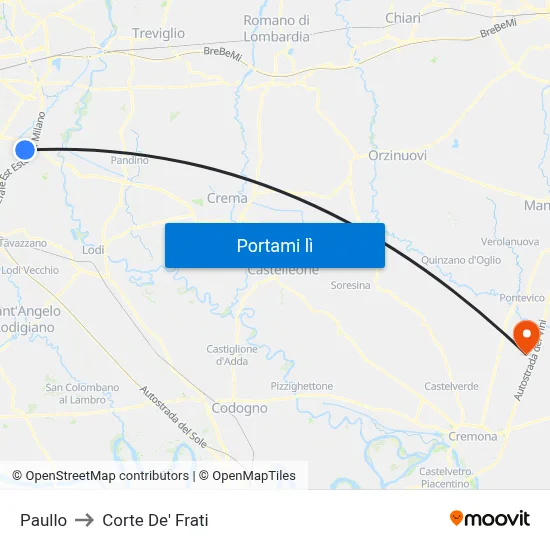 Paullo to Corte De' Frati map