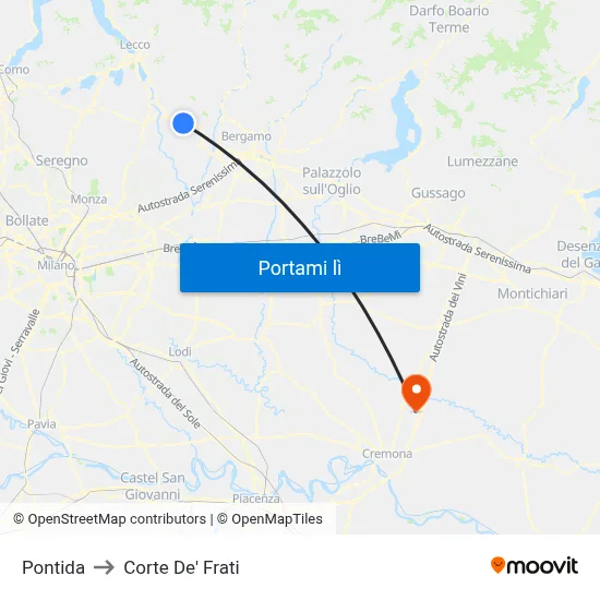Pontida to Corte De' Frati map