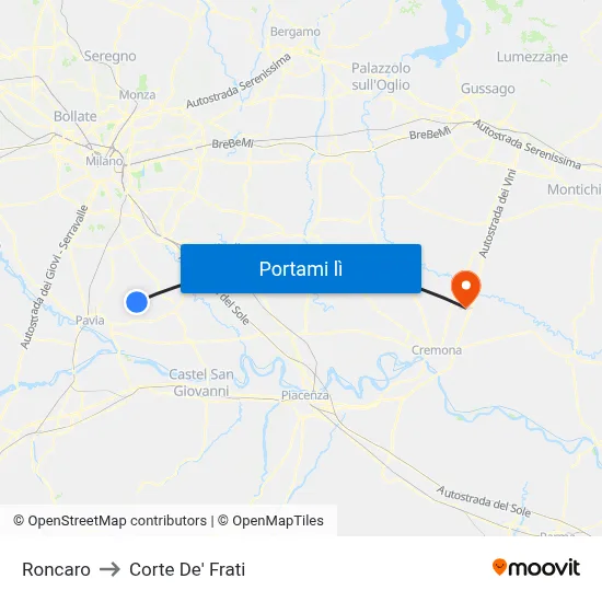 Roncaro to Corte De' Frati map