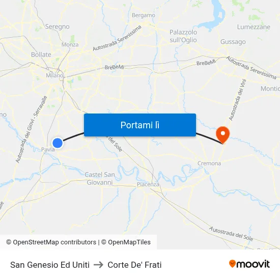 San Genesio Ed Uniti to Corte De' Frati map