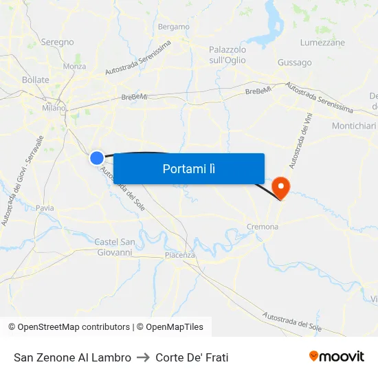 San Zenone Al Lambro to Corte De' Frati map