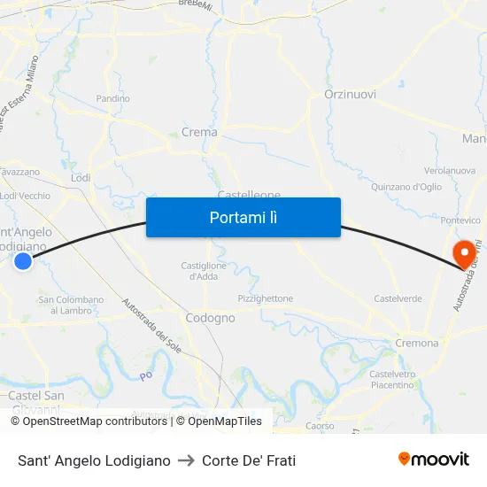 Sant' Angelo Lodigiano to Corte De' Frati map
