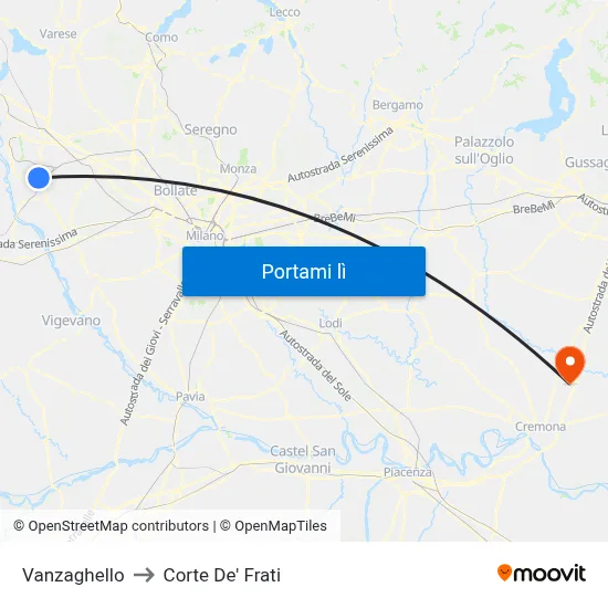 Vanzaghello to Corte De' Frati map