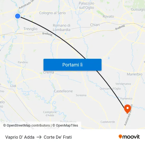 Vaprio D' Adda to Corte De' Frati map