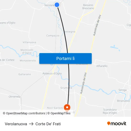 Verolanuova to Corte De' Frati map