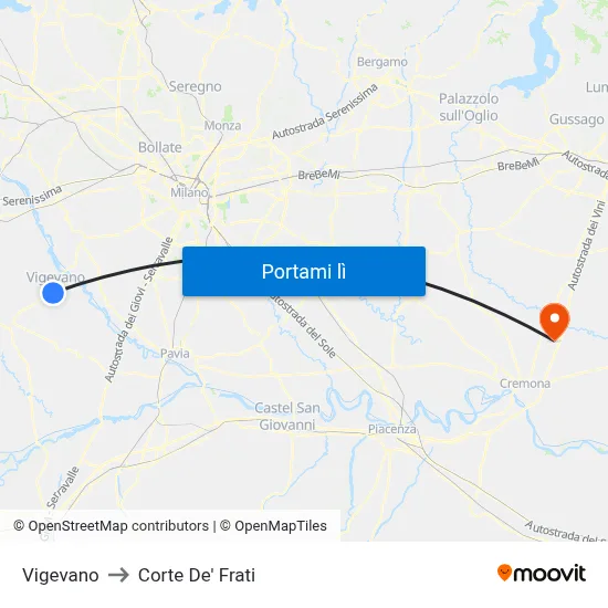 Vigevano to Corte De' Frati map