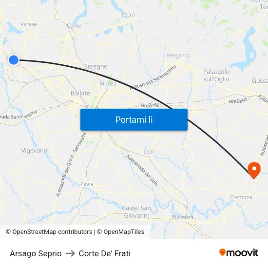 Arsago Seprio to Corte De' Frati map