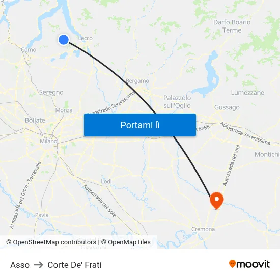 Asso to Corte De' Frati map