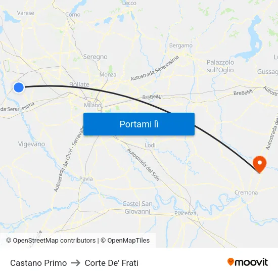 Castano Primo to Corte De' Frati map