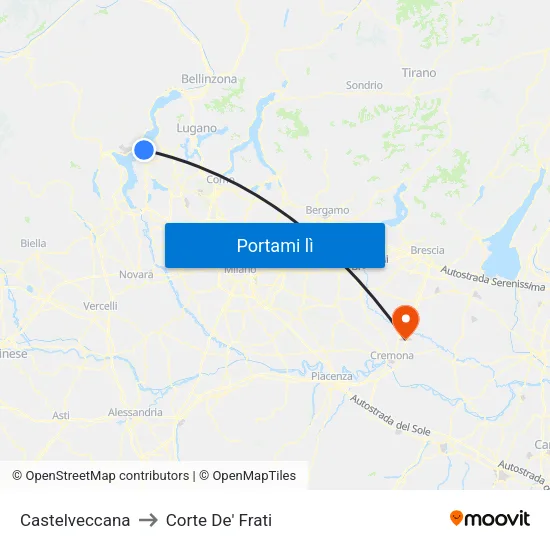 Castelveccana to Corte De' Frati map