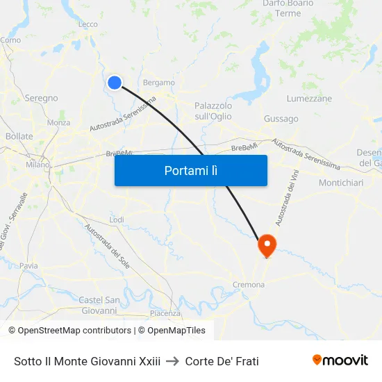 Sotto Il Monte Giovanni Xxiii to Corte De' Frati map