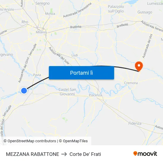 MEZZANA RABATTONE to Corte De' Frati map