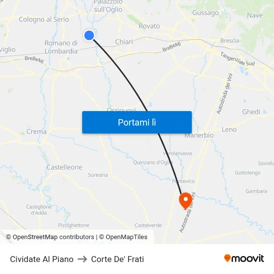 Cividate Al Piano to Corte De' Frati map