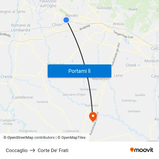 Coccaglio to Corte De' Frati map