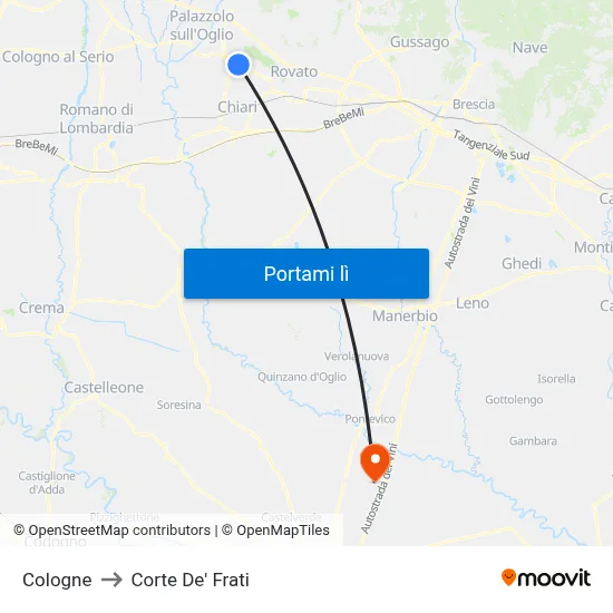 Cologne to Corte De' Frati map