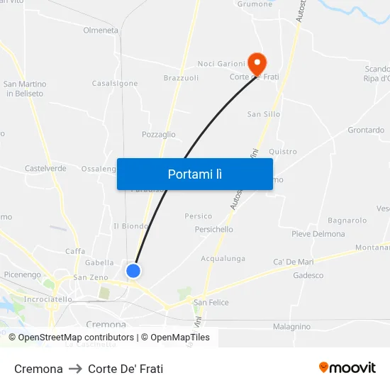 Cremona to Corte De' Frati map