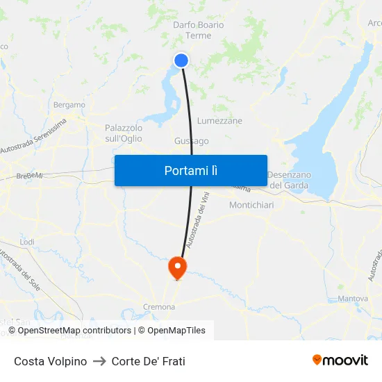 Costa Volpino to Corte De' Frati map
