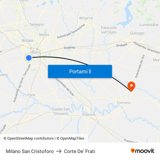 Milano San Cristoforo to Corte De' Frati map