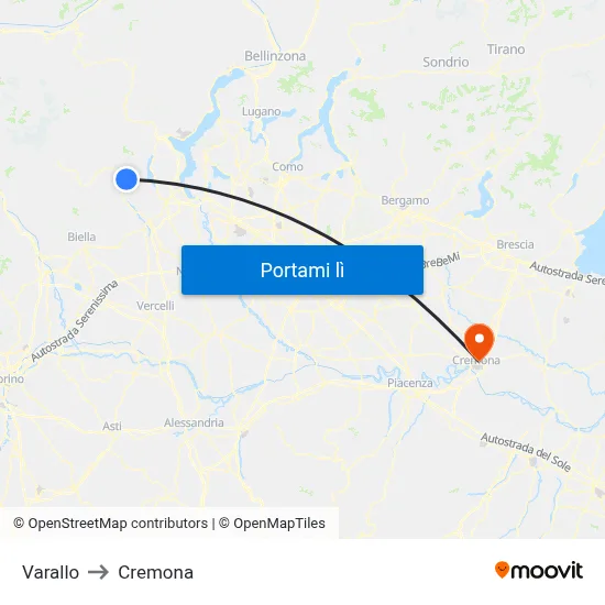 Varallo to Cremona map