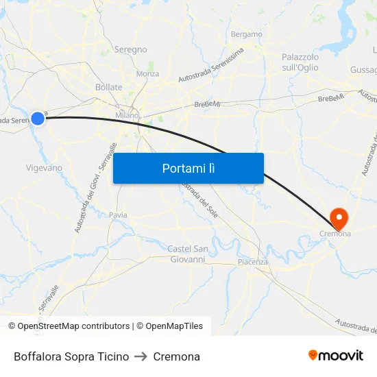 Boffalora Sopra Ticino to Cremona map