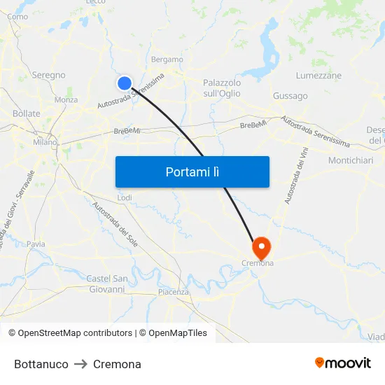 Bottanuco to Cremona map