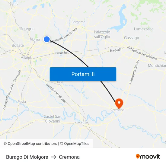 Burago Di Molgora to Cremona map