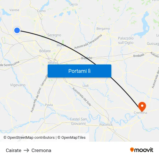 Cairate to Cremona map