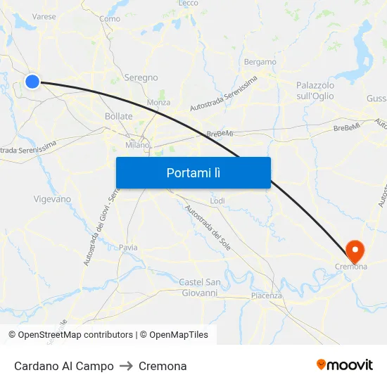 Cardano Al Campo to Cremona map