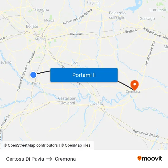 Certosa Di Pavia to Cremona map