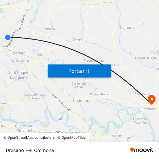Dresano to Cremona map